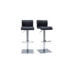 Tabourets de bar rglables noir et inox bross (lot de 2) sheina