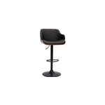 Tabouret de bar r�glable pivotant 360� noir et bois fonc� lucien