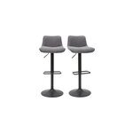 Tabourets de bar r�glables pivotants tissu effet velours gris (lot de 2) boost