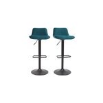 Tabourets de bar r�glables pivotants en tissu velours bleu (lot de 2) boost
