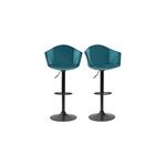 Tabourets de bar rglables pivotants en velours bleu ptrole (lot de 2) taya