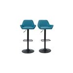 Tabourets de bar rglables en tissu bleu (lot de 2) ronnie