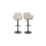 Tabourets de bar rglables tissu effet velours beige et mtal (lot de 2) amika