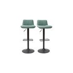 Tabourets de bar rglables en tissu effet velours vert cladon (lot de 2) boost