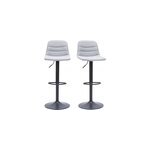 Tabourets de bar rglables en tissu gris clair et mtal (lot de 2) saury