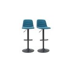 Tabourets de bar rglables en tissu et mtal bleu canard (lot de 2) saury
