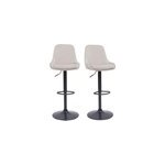 Tabourets de bar r�glables en tissu velours taupe et m�tal noir (lot de 2) holo