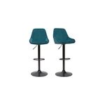 Tabourets de bar r�glables velours bleu p�trole (lot de 2) holo