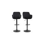 Tabourets de bar r�glables en velours noir et m�tal (lot de 2) amika
