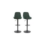 Tabourets de bar rglables velours vert (lot de 2) holo