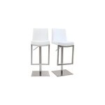 Tabourets de bar relevables blanc et acier chrom (lot de 2) kyle