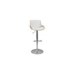 Tabouret de bar relevable blanc et bois clair vesper