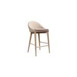 Tabouret de bar en tissu beige et bois clair 65 cm dalia