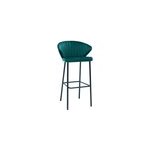 Tabouret de bar en tissu velours gaufr bleu canard h78 cm dally
