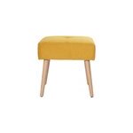Tabouret bas en tissu effet velours textur jaune moutarde h46 cm guesta