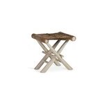 Tabouret cuir bois - cuir de vache blanc - Tabouret cuir bois - cuir de vache blanc -