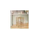 Tabouret pour ilot central 65 cm en teck et rotin - kaa