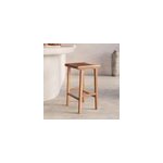 Tabouret pour �lot central 68 cm en teck et cuir tress� marron - kuna