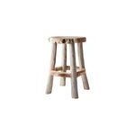 Tabouret rond en bois de teck naturel