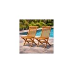Teck lot de 2 chaises pliantes jardin teck massif brut