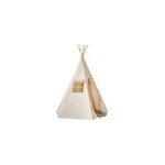 Tente tipi pompoms gris avec tapis