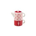 Th�i�re c�ramique rouge h. 18. 5cm