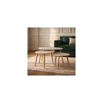 Tira set de 3 tables gigognes design effet travertin