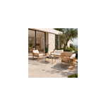 Turini salon de jardin 4 places effet rotin coussins blancs
