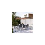 Tusa pergola autoportante 3 x 3 m en acier avec toile taupe