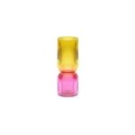 Vase en verre rose et jaune