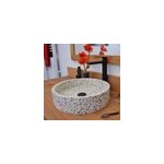 Vasque ronde en terrazzo cr�me arlequin