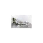Vigo - salon de jardin 2 places gris anthracite et effet bois + table Vigo - salon de jardin 2 places gris anthracite et effet bois + table