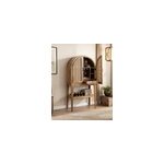 Wine cabinet - meuble bar en bois massif de manguier avec cannage naturel