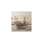 Xyn - table basse ronde podium bois noyer et blanc 90cm Xyn - table basse ronde podium bois noyer et blanc 90cm