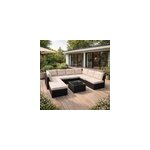 Yanuca salon de jardin 8 places en r�sine tress�e noir et beige