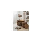Yuda - lot de 2 tables basses en teck massif et fibre de bananier tress�e