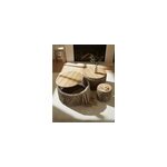Yuda - lot de trois tables en bois de teck massif et tissage banane avec