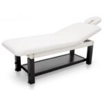 Table de massage en bois spa fixe avec plateau et dossier rabattable Table de massage en bois spa fixe avec plateau et dossier rabattable