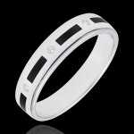 Alliance clair obscur - pointills laque noire - 4 diamants - 5mm - or