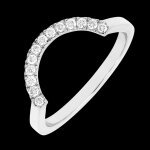 Alliance contour sertie - or blanc 9 carats et diamants
