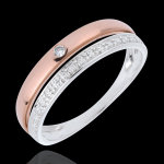 Alliance coquette - or blanc et or rose 9 carats
