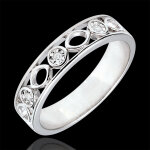 Alliance destin�e - apolyne - 3 diamants - or blanc 9 carats