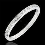 Alliance eclats de diamant - or blanc 18 carats et diamant - demi - tour
