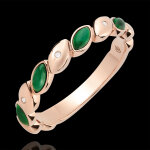 Alliance flicit - malachite et diamants - or rose 18 carats