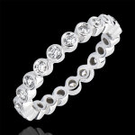 Alliance fleur de sel - serti clos tour complet - or blanc 18 carats et Alliance fleur de sel - serti clos tour complet - or blanc 18 carats et