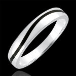 Alliance homme clair obscur - courbe - or blanc 18 carats et laque noire
