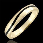 Alliance homme clair obscur - courbe - or jaune 9 carats et laque noire