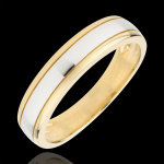 Alliance horizon bicolore - or blanc et or jaune 9 carats
