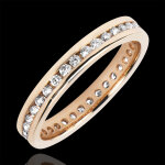Alliance origine - lit de diamants - tour complet - or rose 18 carats et Alliance origine - lit de diamants - tour complet - or rose 18 carats et