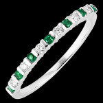 Alliance oiseau de paradis - meraudes et diamants - or blanc 18 carats